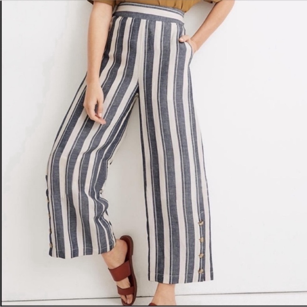 Madewell Striped Ankle Pants in Blue and White